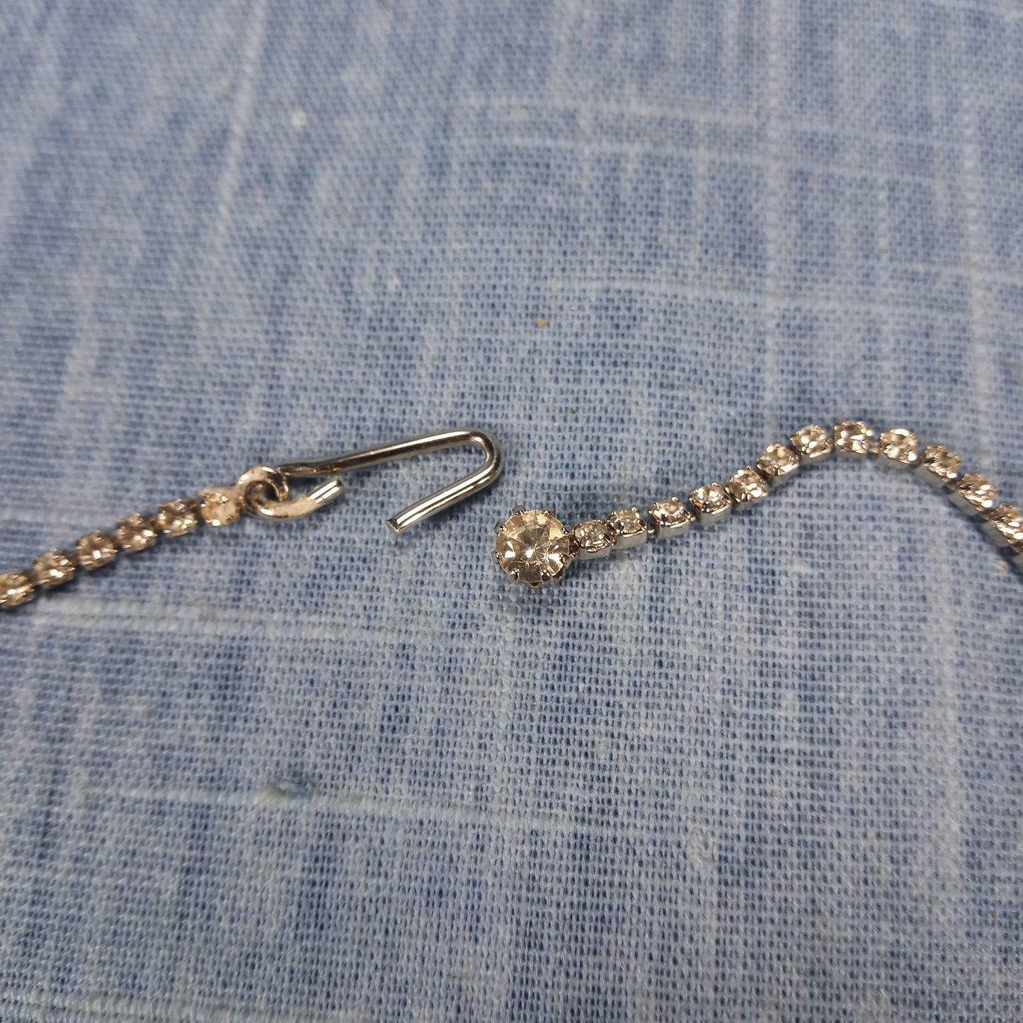 1990s Vintage Necklace with Looping Small Clear Rhinestones
