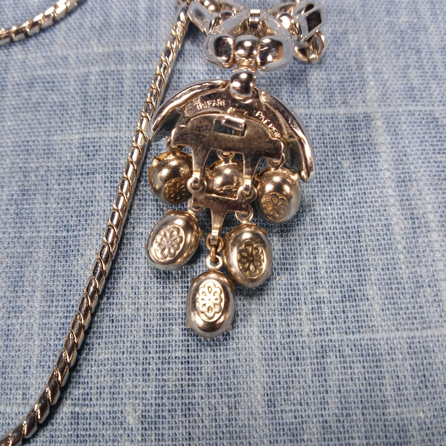 1960s Vintage Necklace with the Classic Umbrella Design and Clear Rhinestones by Trifari