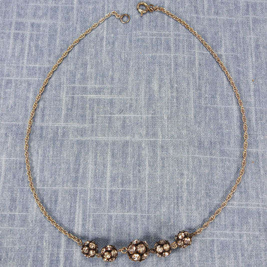 1980s Vintage Necklace with Clear Rhinestone Balls
