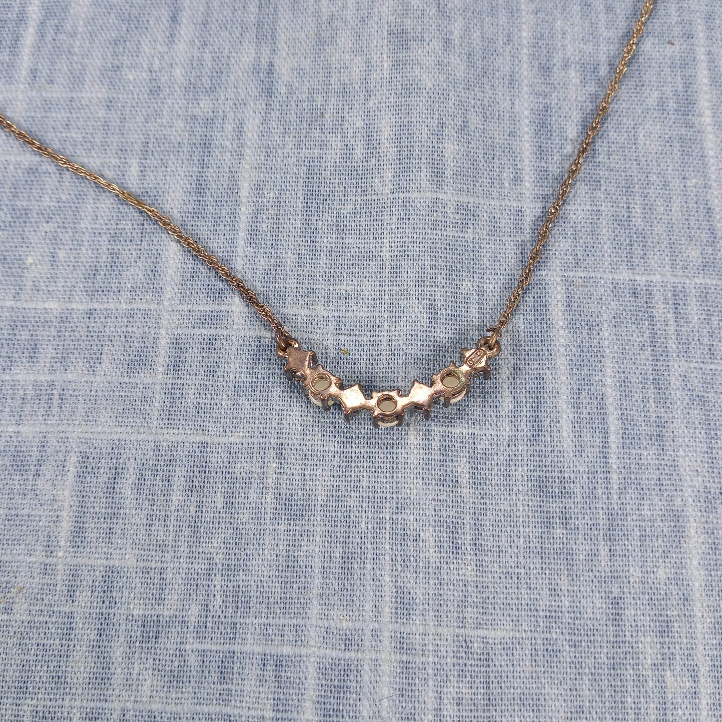 1960s Vintage Necklace with Clear Rhinestones and Pearl Beads