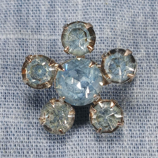 1950s Vintage Star Pin with Blue Rhinestones