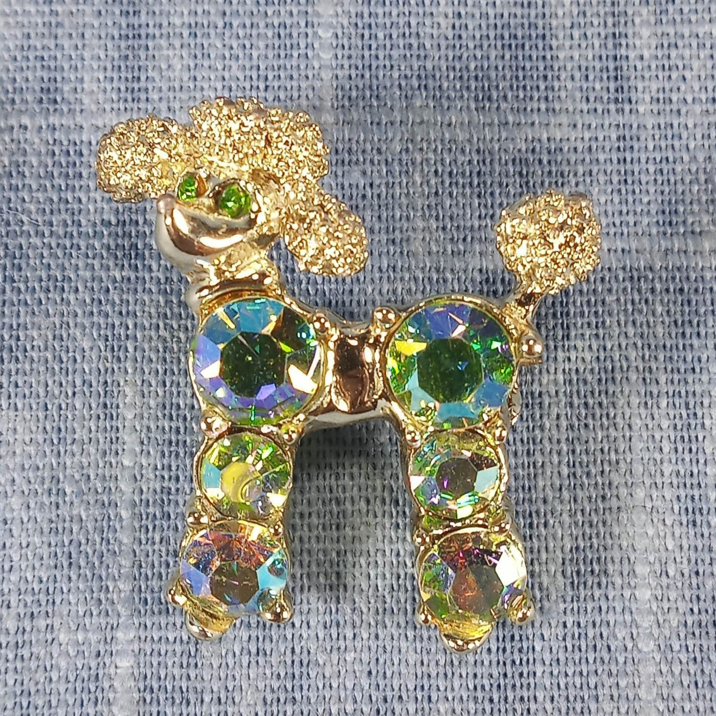 1960s Vintage Poodle Pin with Aurora Borealis Rhinestones