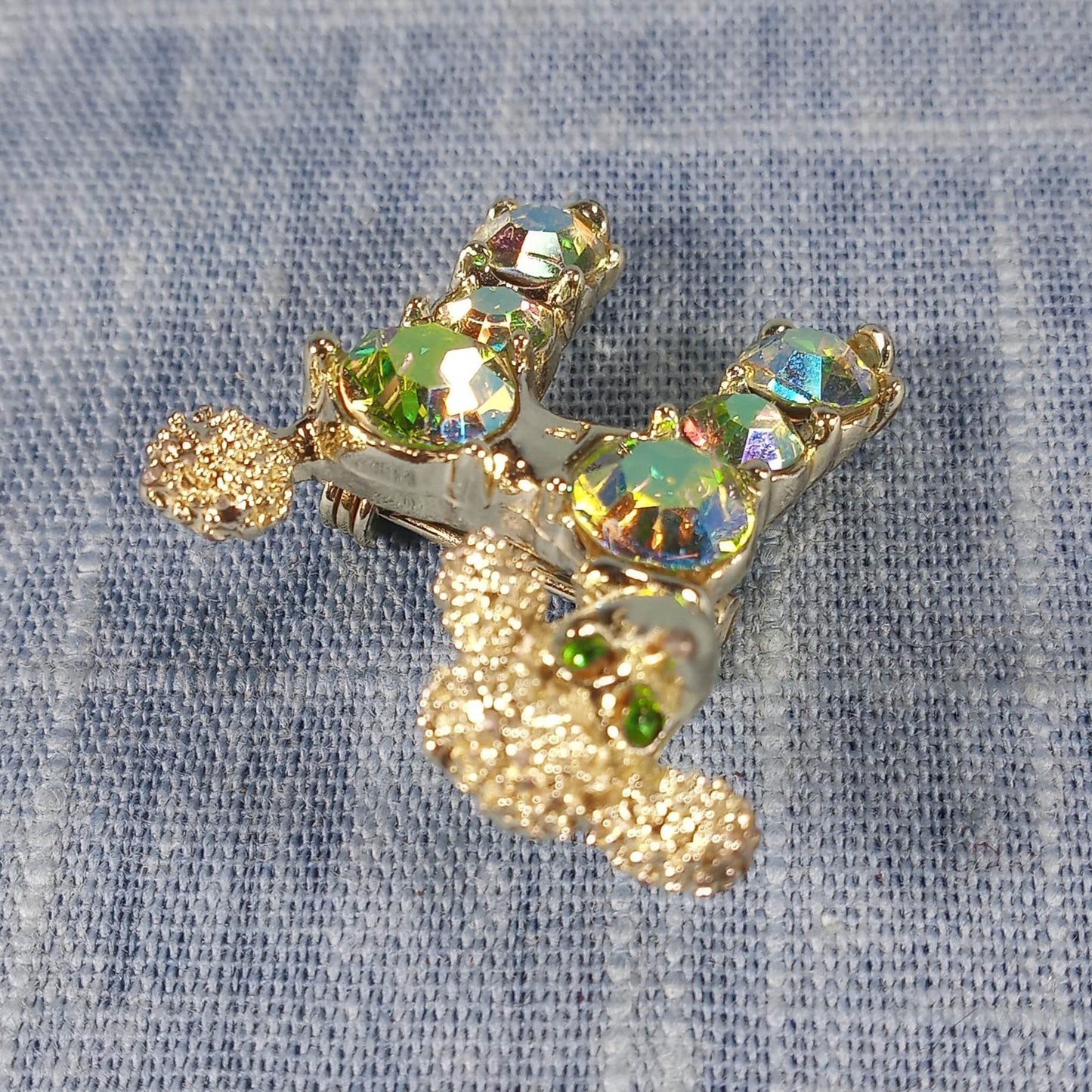 1960s Vintage Poodle Pin with Aurora Borealis Rhinestones