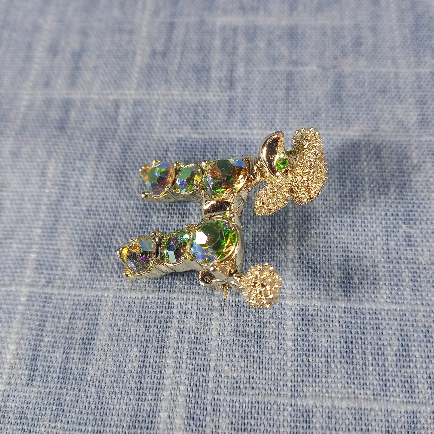 1960s Vintage Poodle Pin with Aurora Borealis Rhinestones