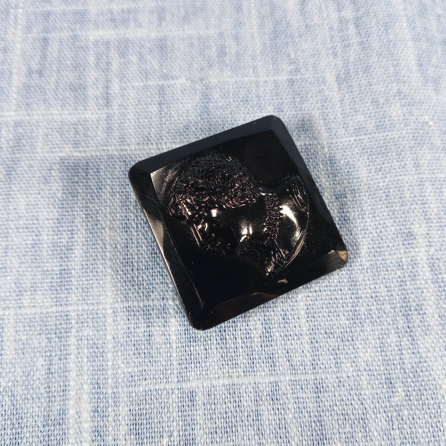 1940s Vintage Cameo Pin in All Black from Czechoslovakia