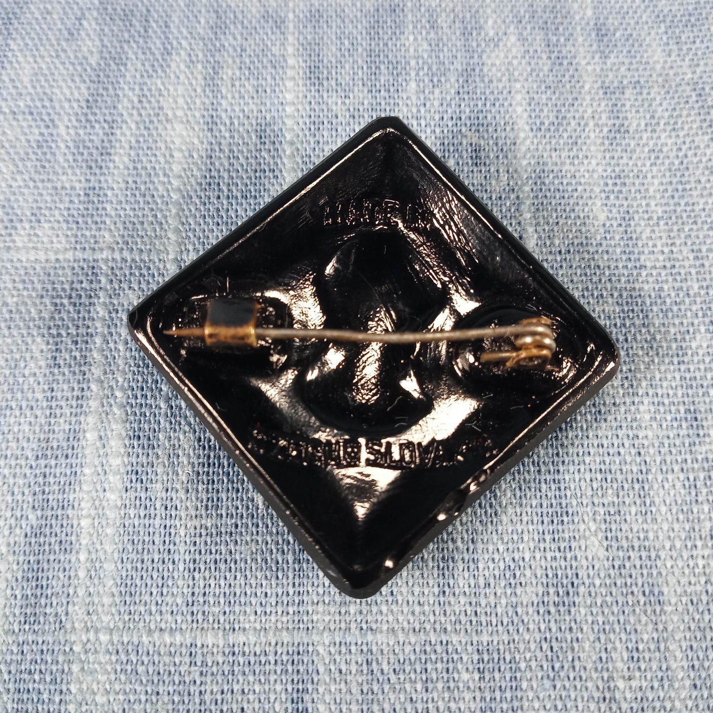 1940s Vintage Cameo Pin in All Black from Czechoslovakia