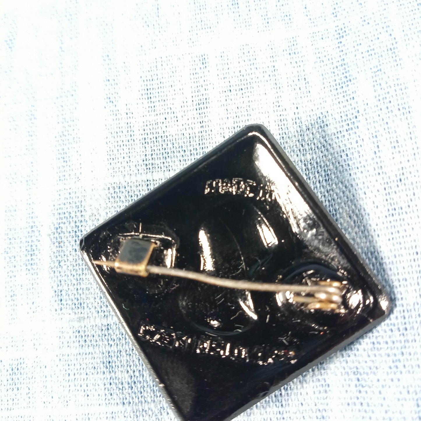 1940s Vintage Cameo Pin in All Black from Czechoslovakia