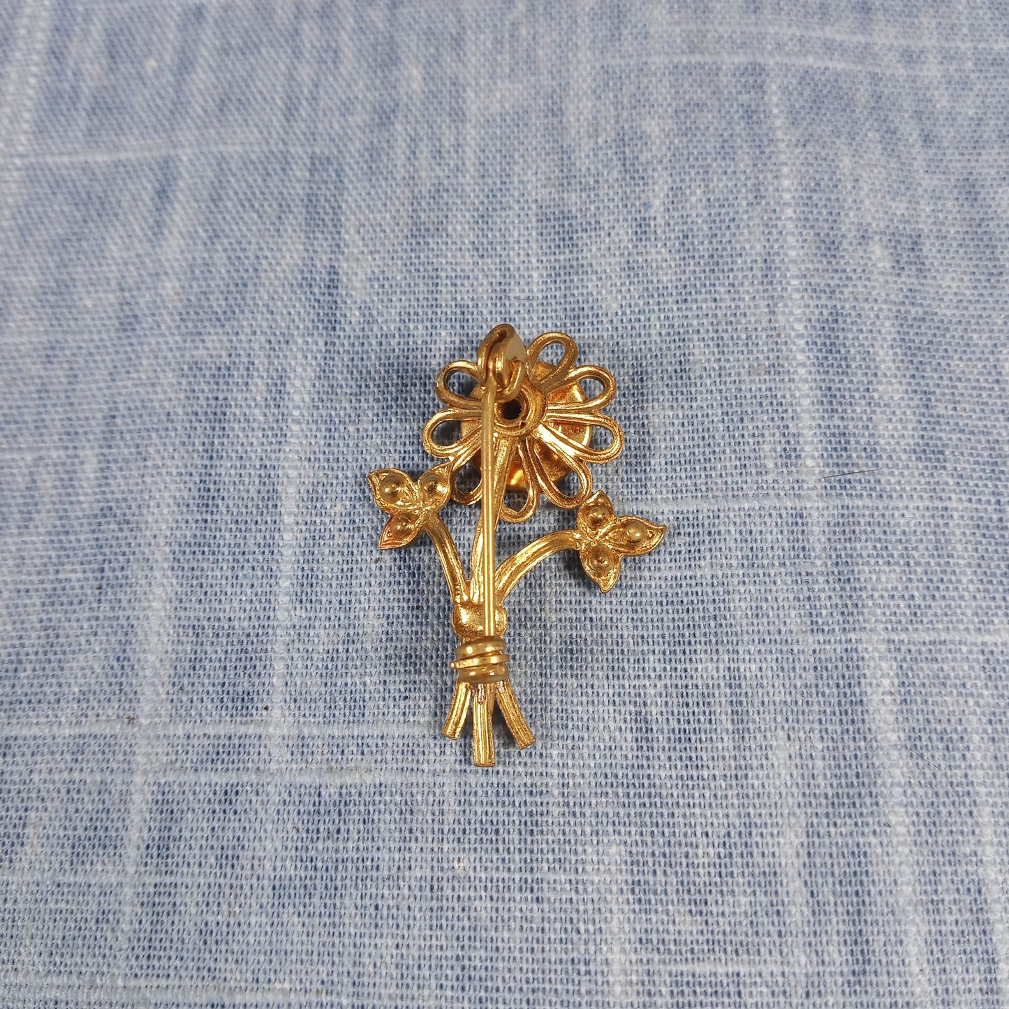 1960s Vintage Flower Pin with a Painted Red Rose