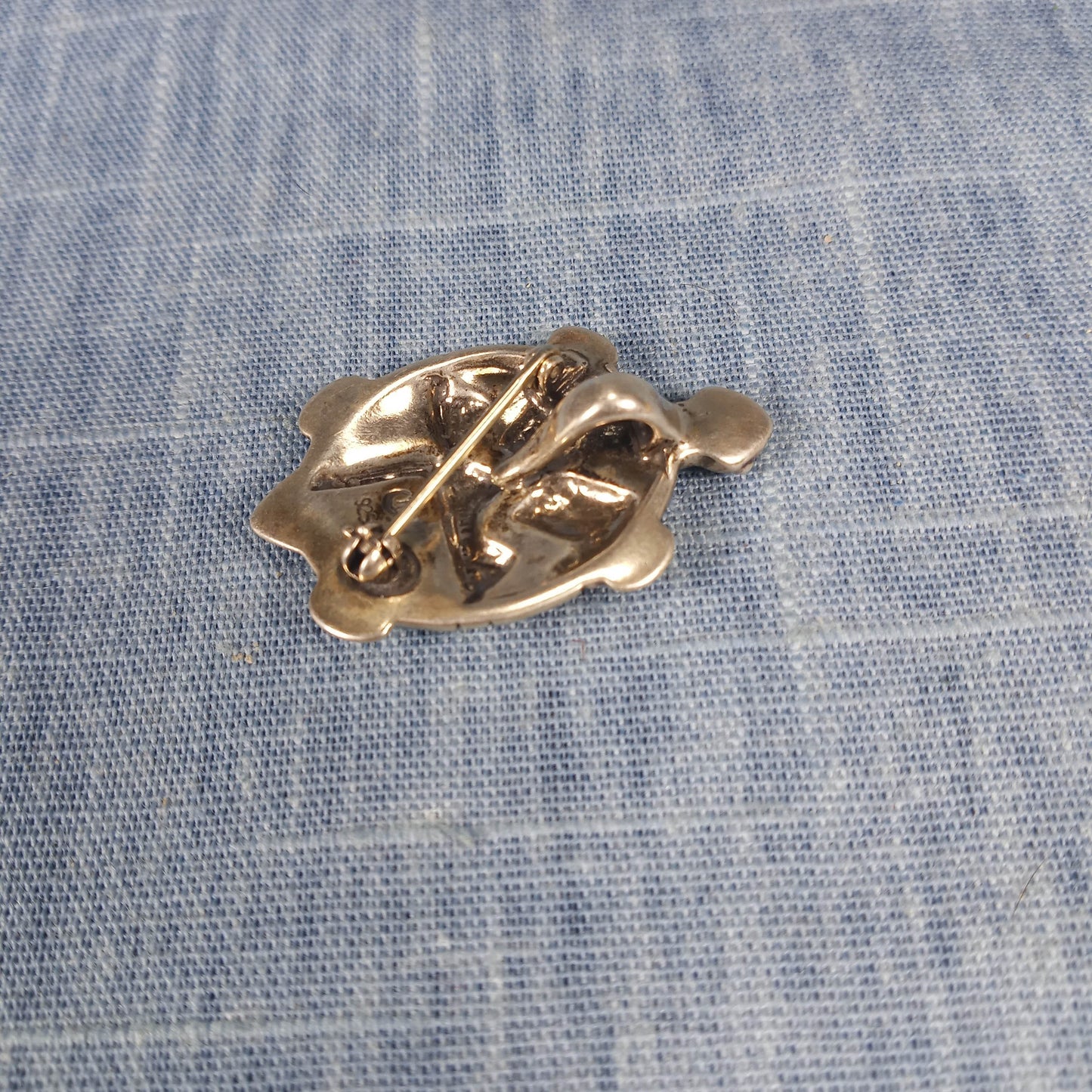 1980s Sterling Silver Turtle Pin and Pendant with Blue, Green and Tan Inlays