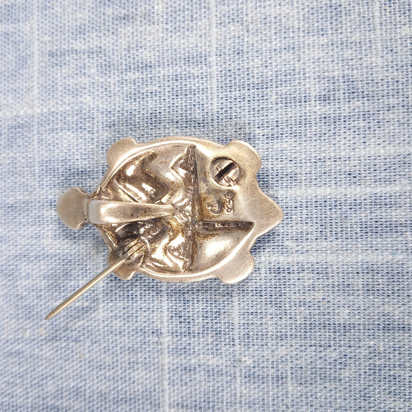 1980s Sterling Silver Turtle Pin and Pendant with Blue, Green and Tan Inlays