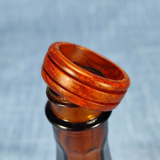 Double Channel Hardwood Ring Made from Briarwood - Size 9.5 (US)