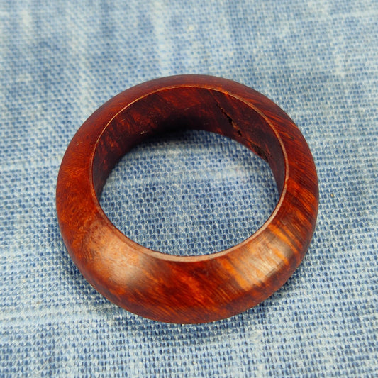 Domed Hardwood Ring Made from Briarwood - Size 8.5 (US)