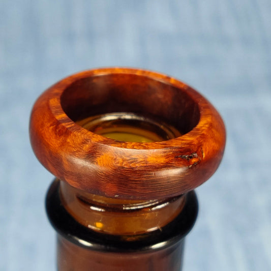 Domed Hardwood Ring Made from Briarwood - Size 7.5  (US)