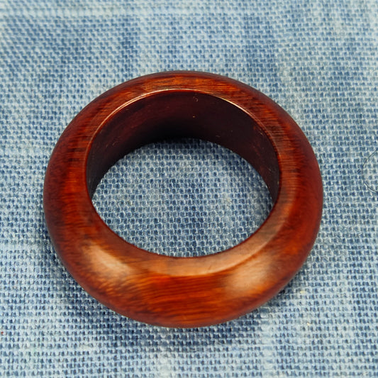 Domed Hardwood Ring Made from Briarwood - Size 7.0 (US)