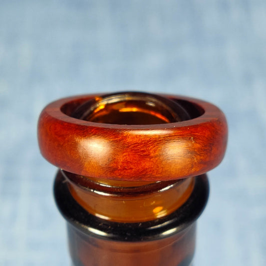 Domed Hardwood Ring Made from Briarwood - Size 8.5 (US)