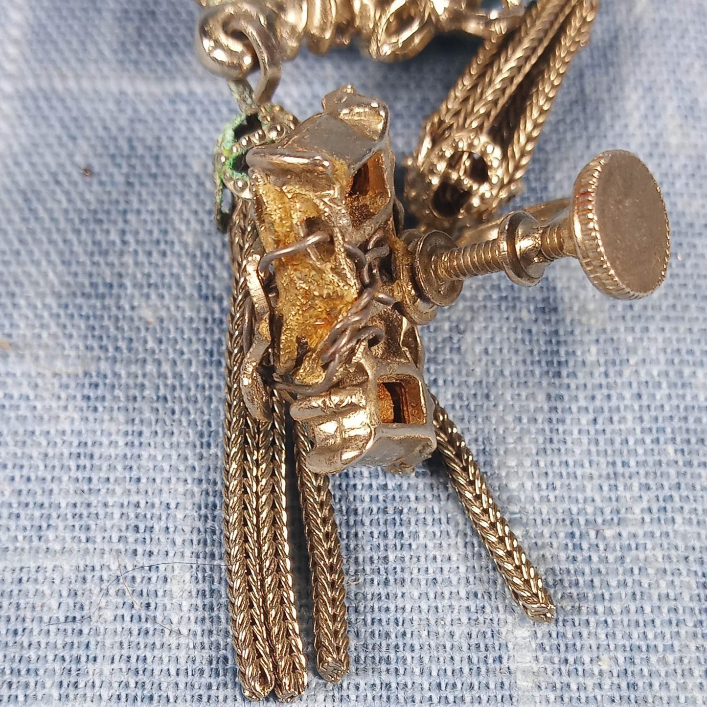 1940s Vintage Set: Matching Brooch and Earrings with Pink and Blue Rhinestones