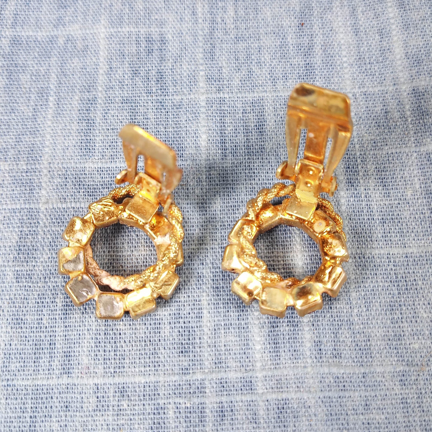 1960s Vintage Jewelry Set: Matching Clip Earrings and Drop Necklace with Red Rhinestones