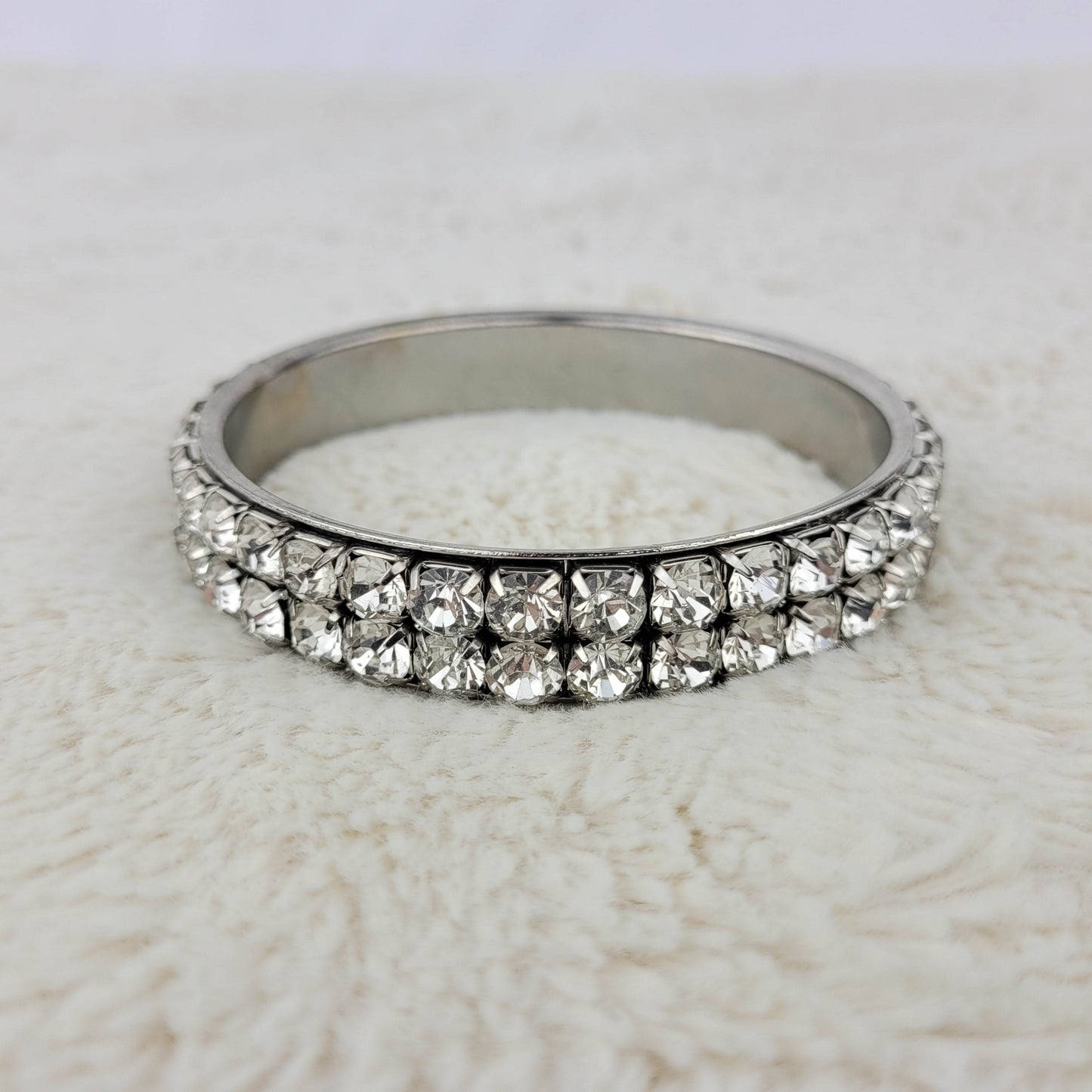 1950's Double Row Rhinestone Bangle Bracelet