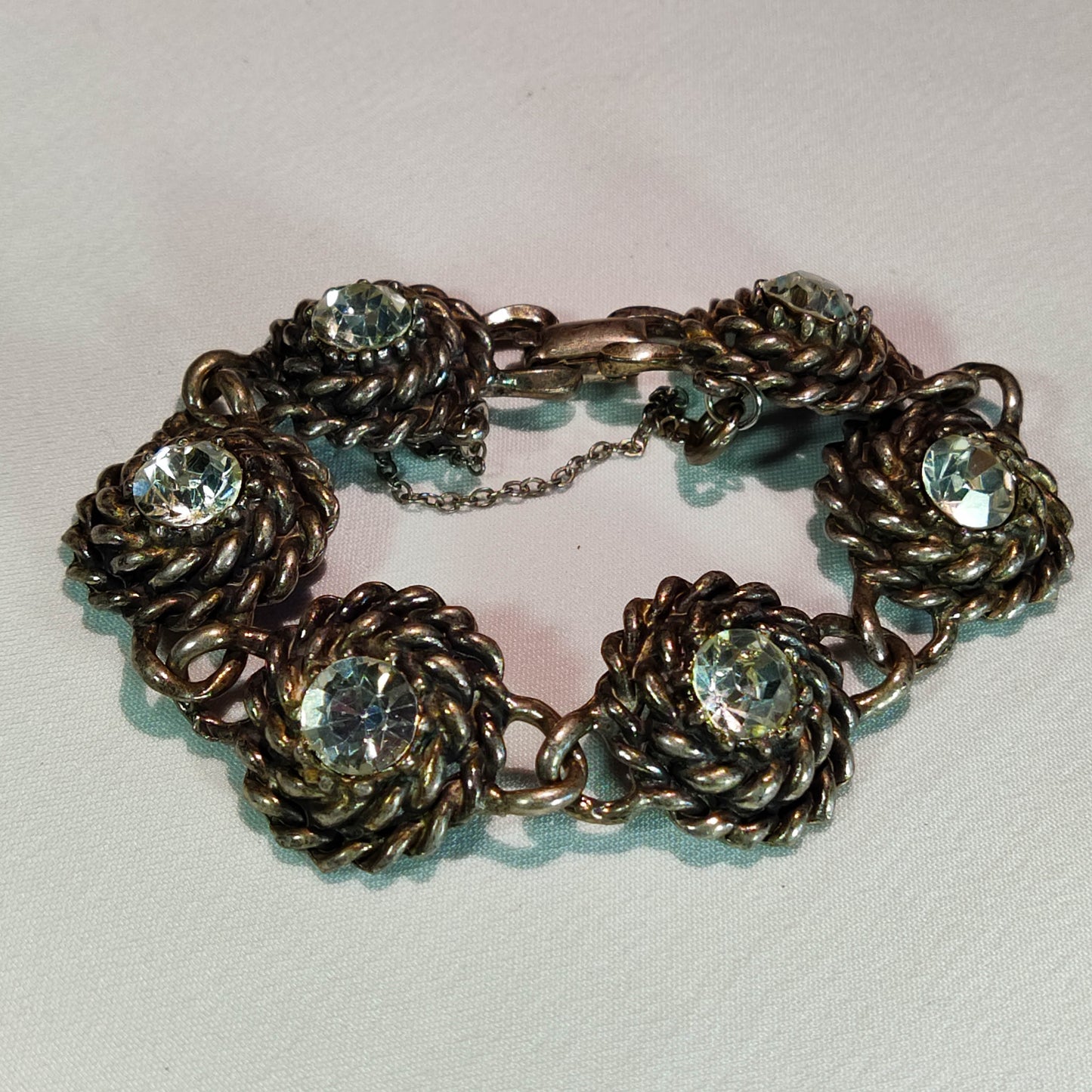 1950's Silver Rhinestone Bracelet by Coro