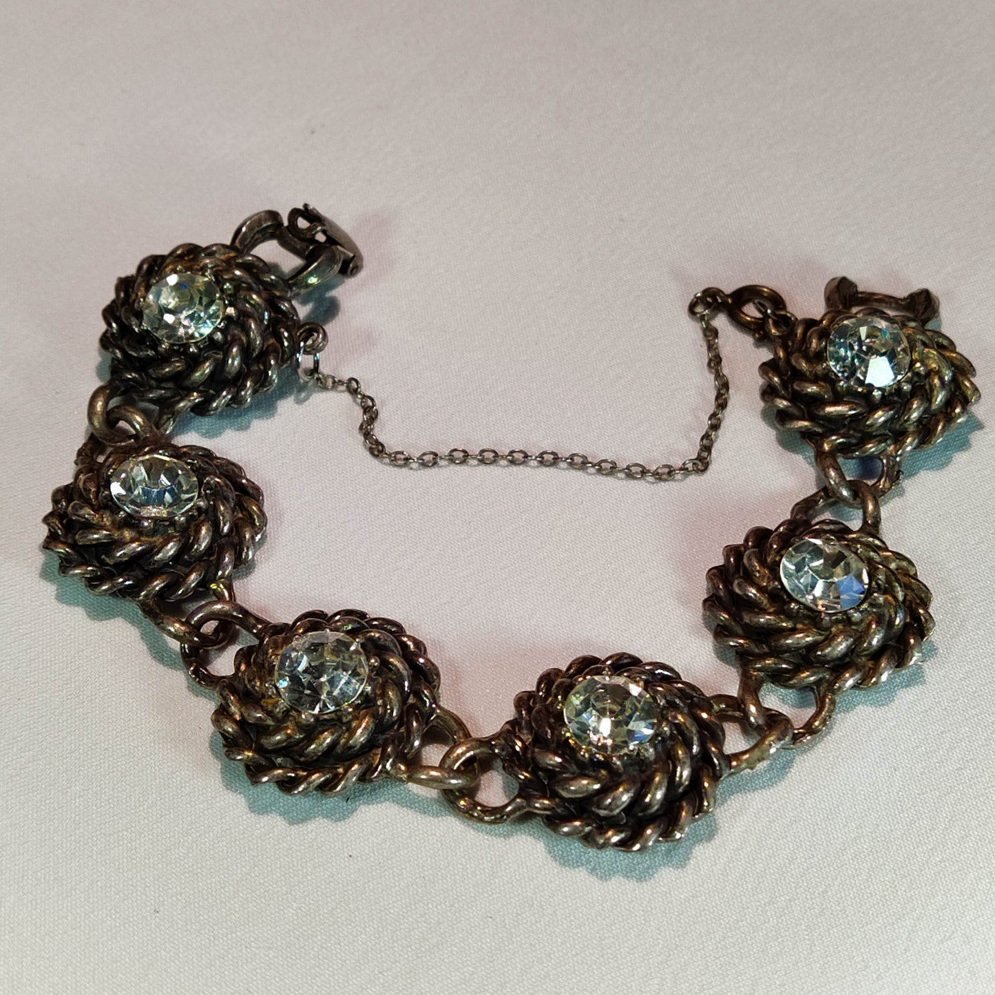 1950's Silver Rhinestone Bracelet by Coro