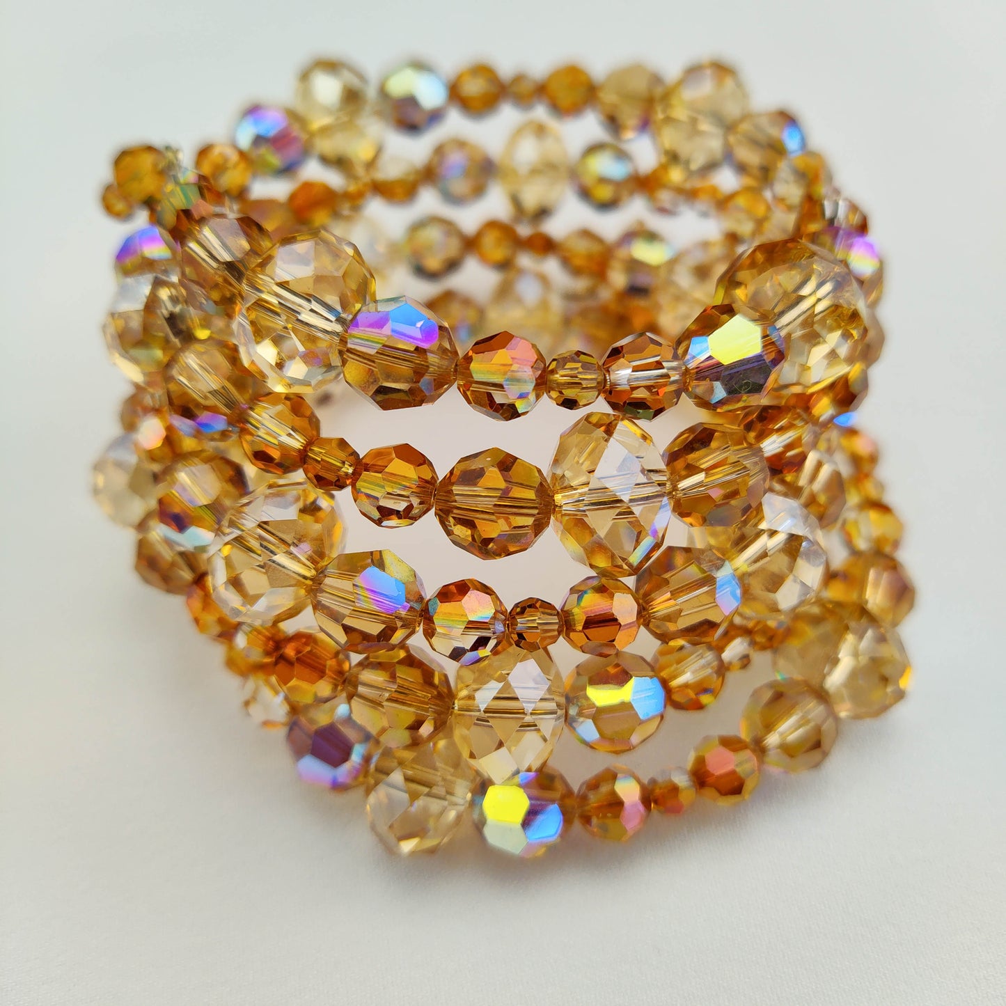 1950's Caramel Aurora Borealis Crystal Wrap Bracelet