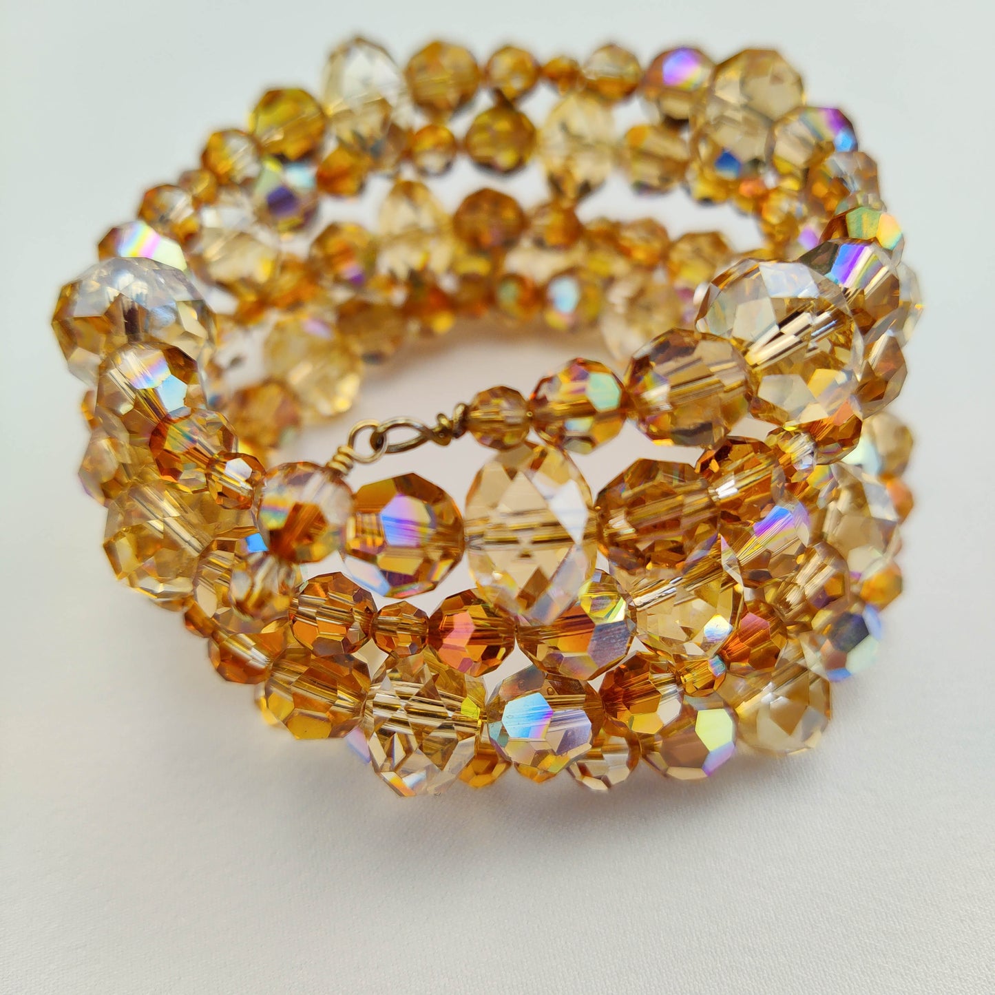 1950's Caramel Aurora Borealis Crystal Wrap Bracelet