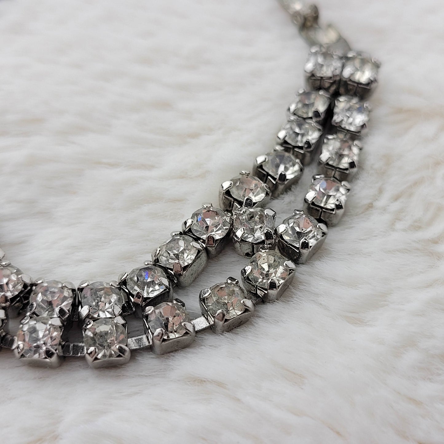 1950's Clear Rhinestone Bracelet with Center Piece