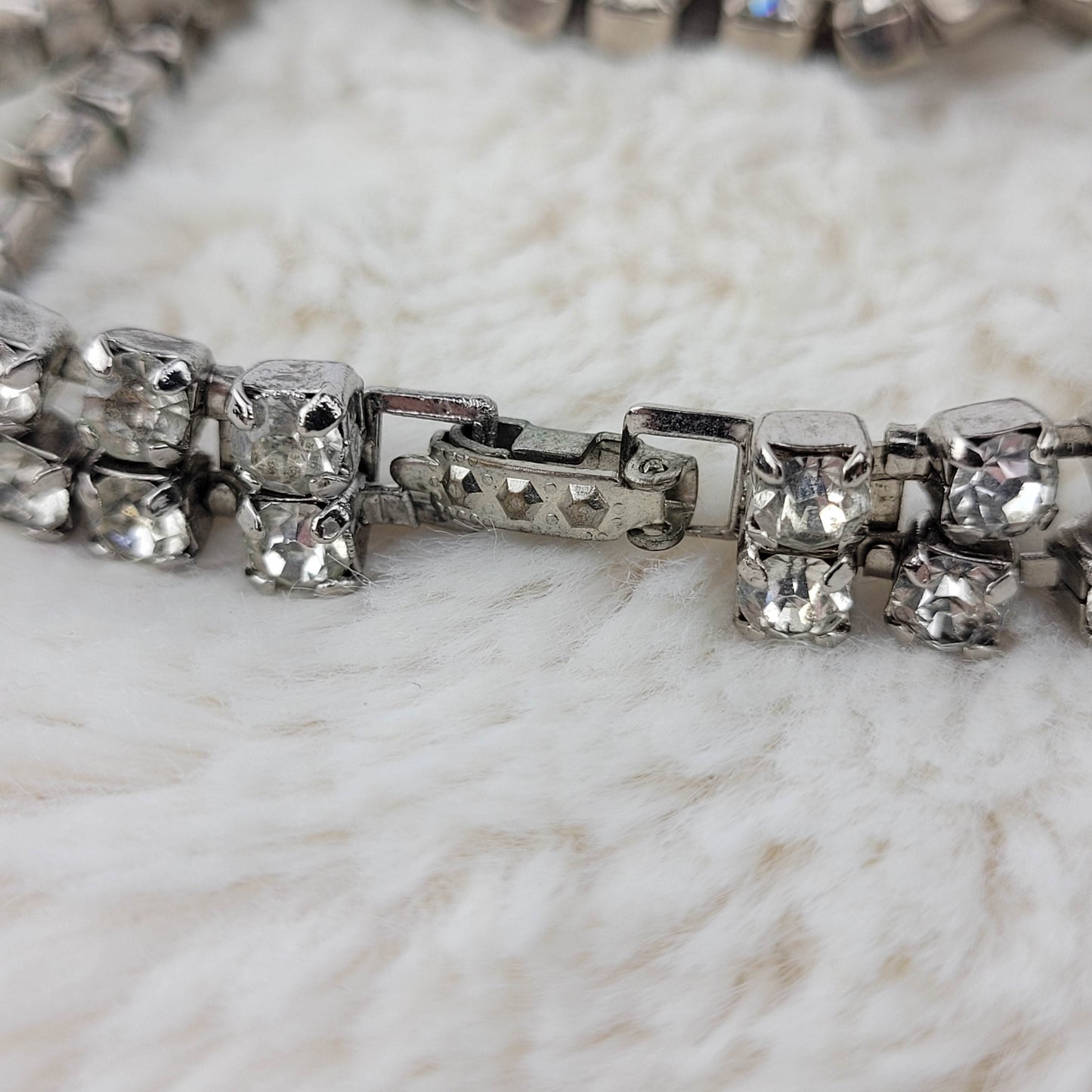 1950's Clear Rhinestone Bracelet with Center Piece