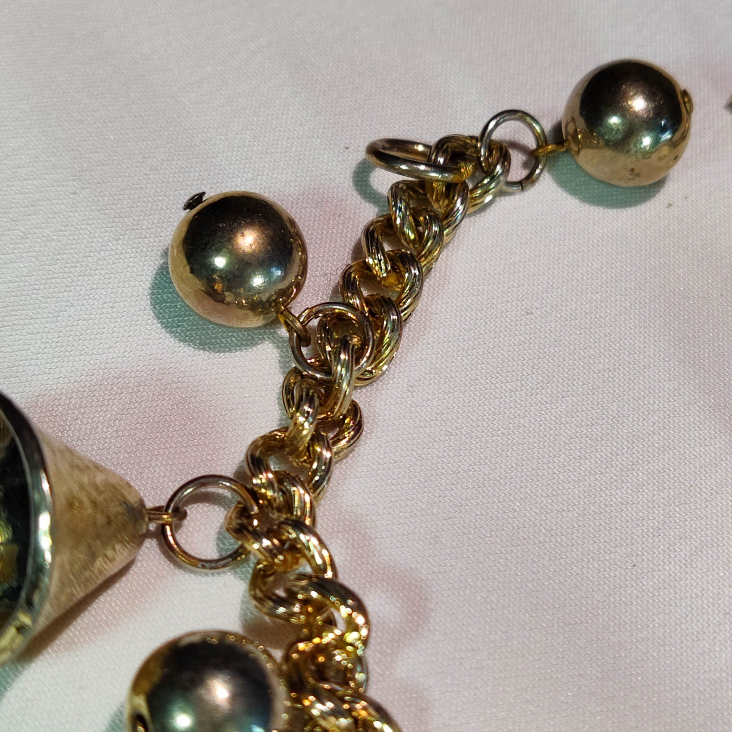 1950's Gold Metal Bell Charm Bracelet