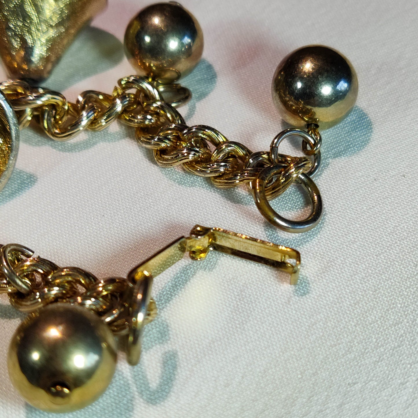 1950's Gold Metal Bell Charm Bracelet