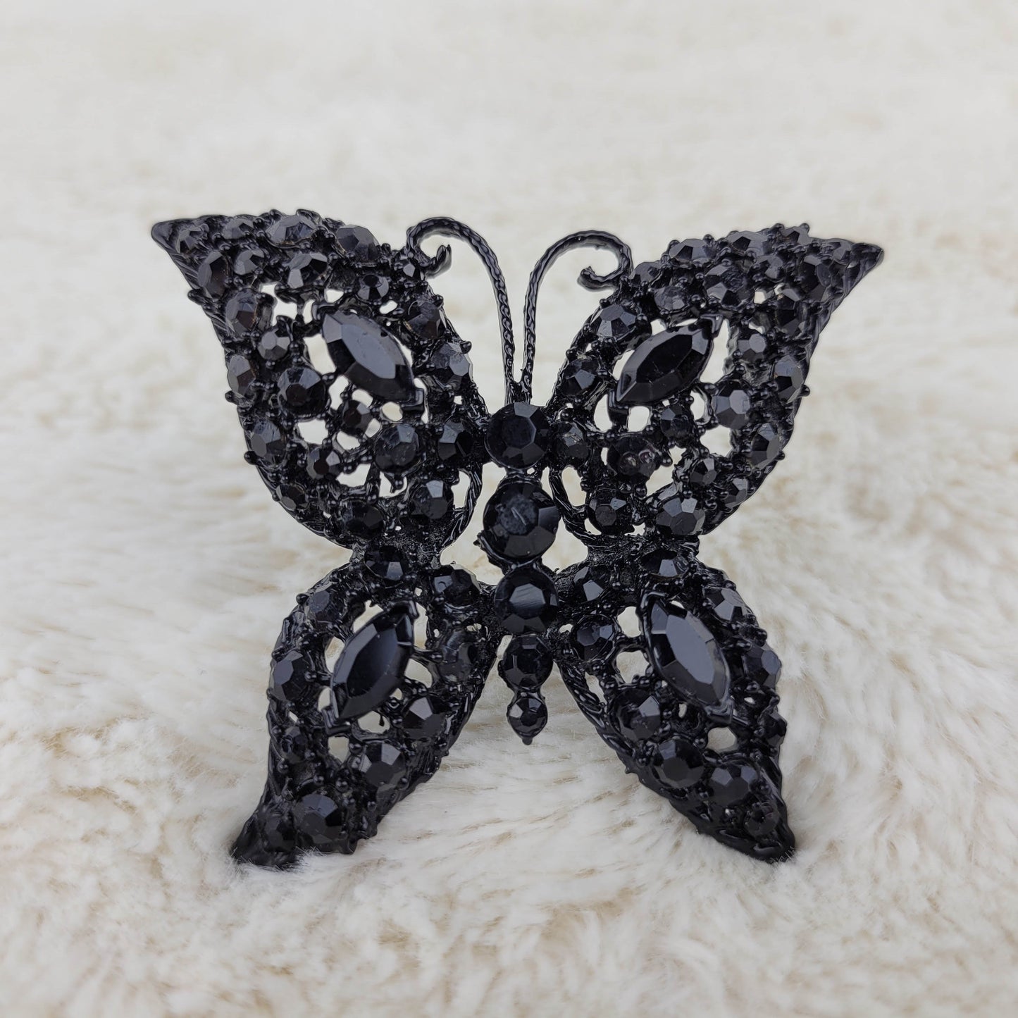 1950's Black Rhinestone Butterfly Brooch