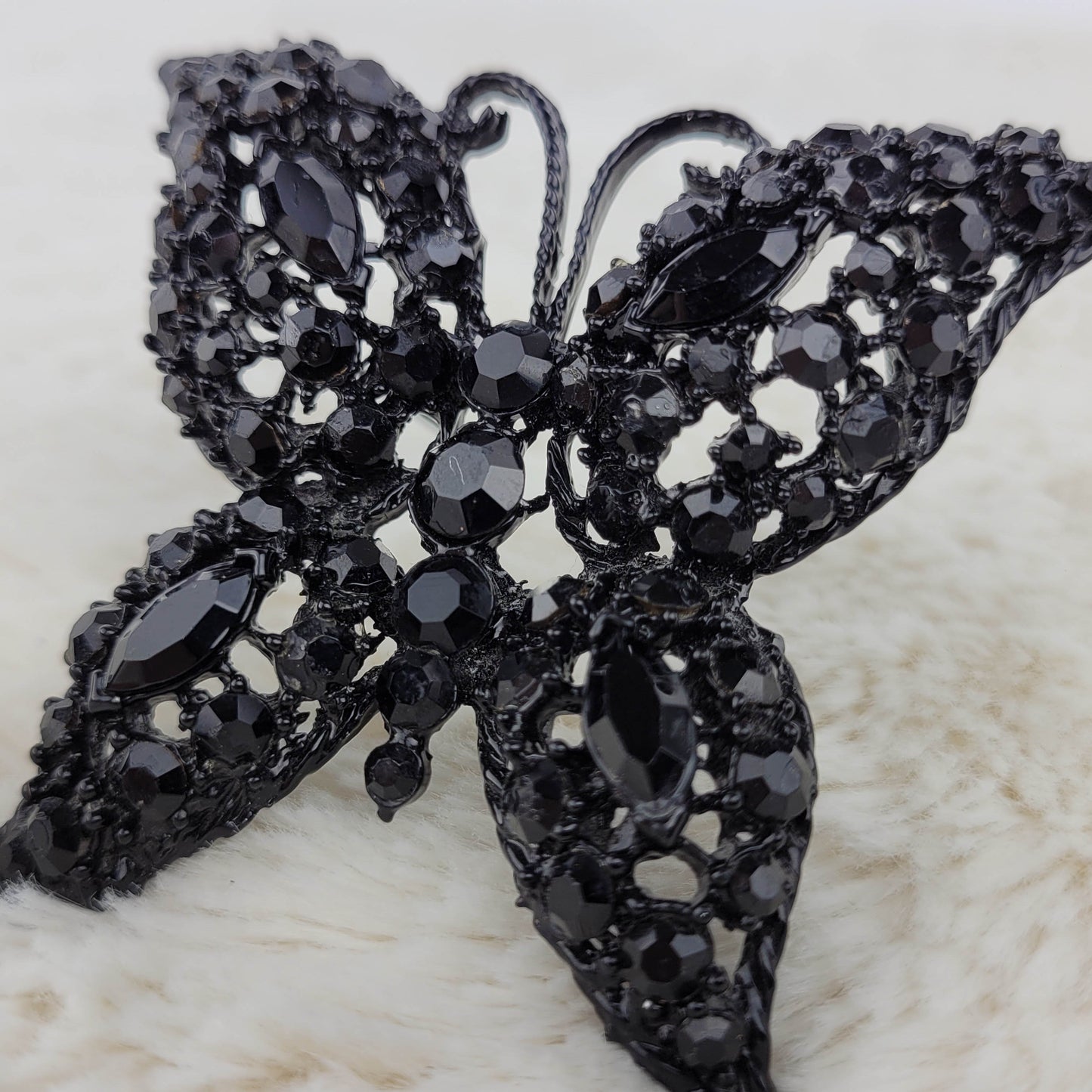 1950's Black Rhinestone Butterfly Brooch