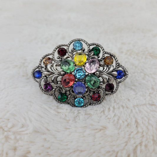 1940's Multi-colored Large Rhinestone Pin