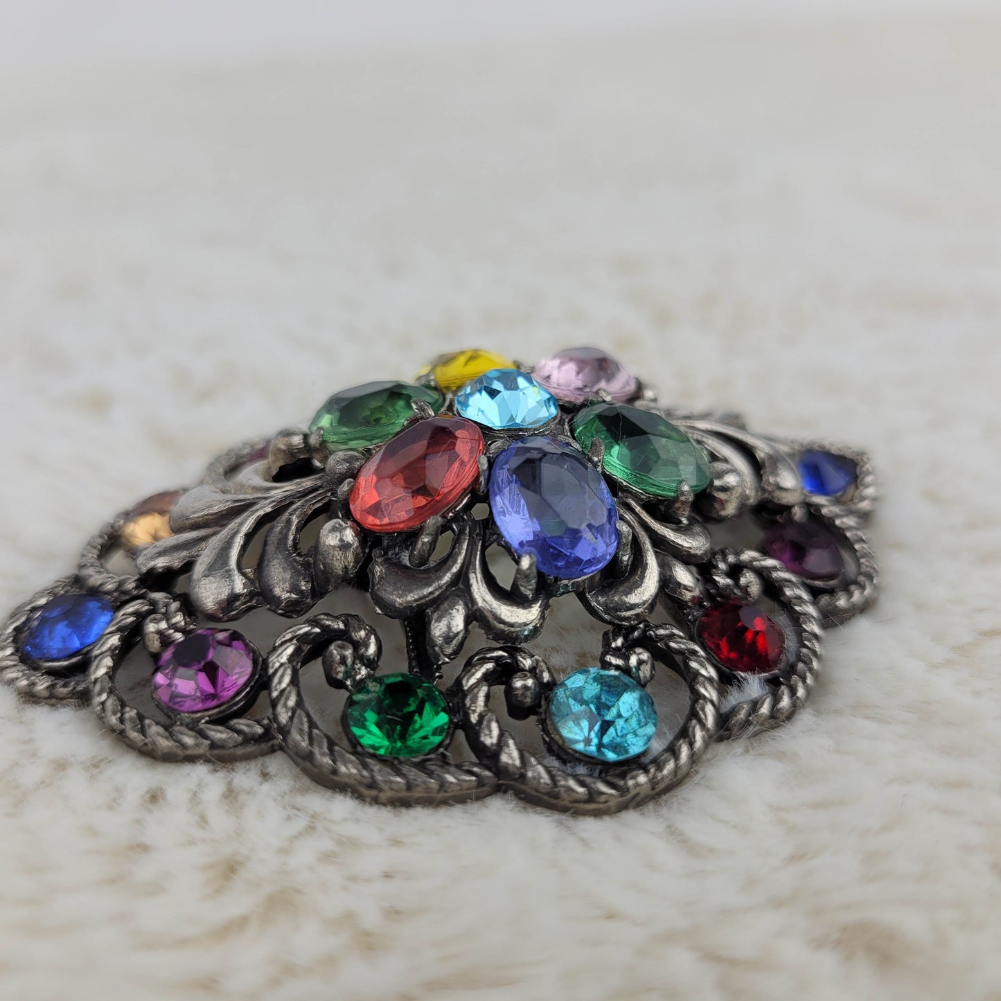 1940's Multi-colored Large Rhinestone Pin