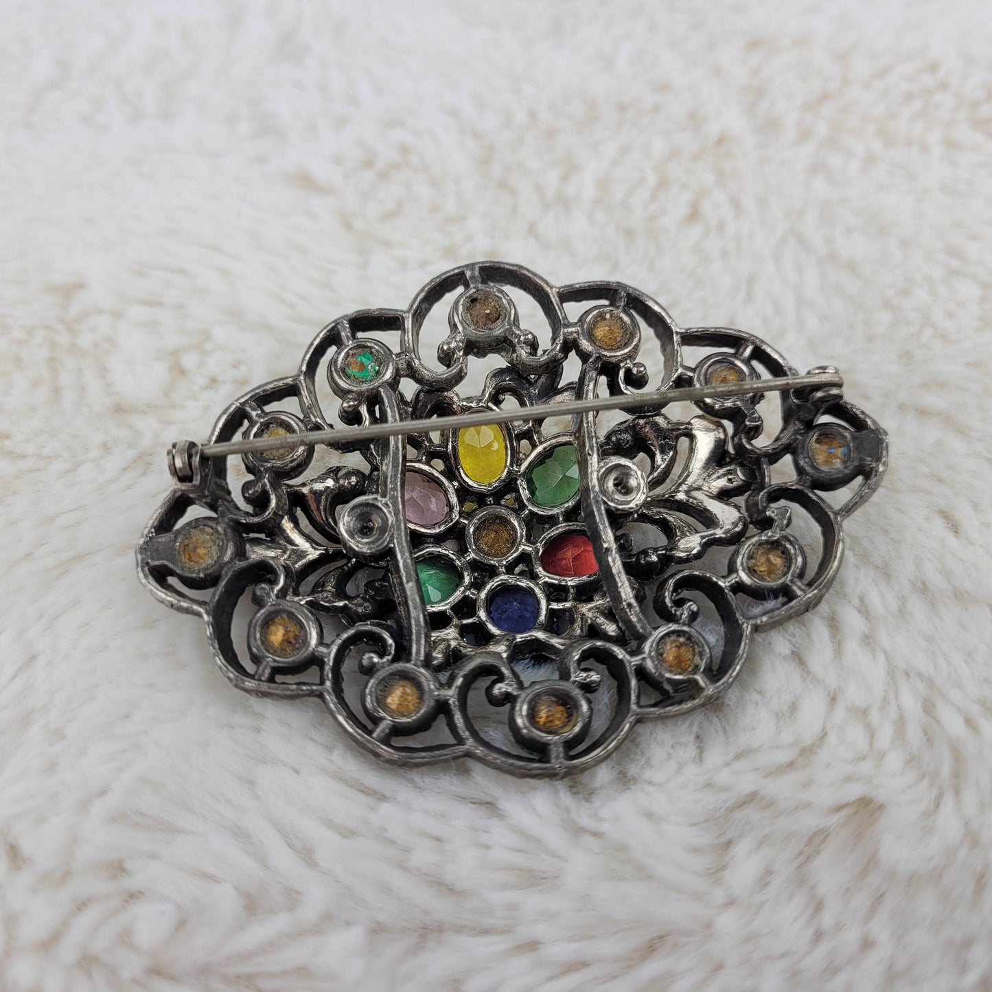 1940's Multi-colored Large Rhinestone Pin