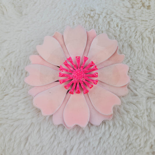 1950's Pale and Dark Pink Enamel Flower Pin