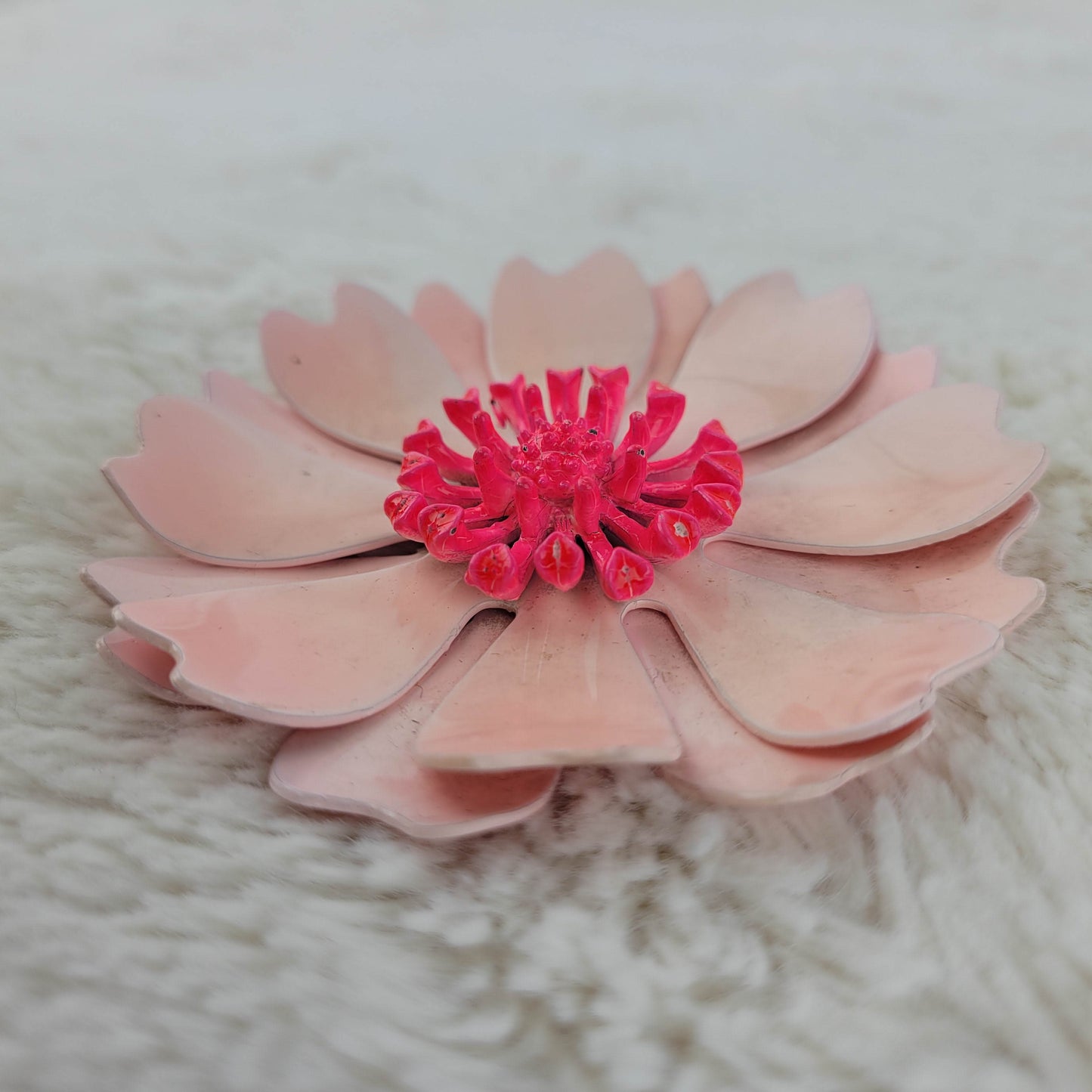 1950's Pale and Dark Pink Enamel Flower Pin