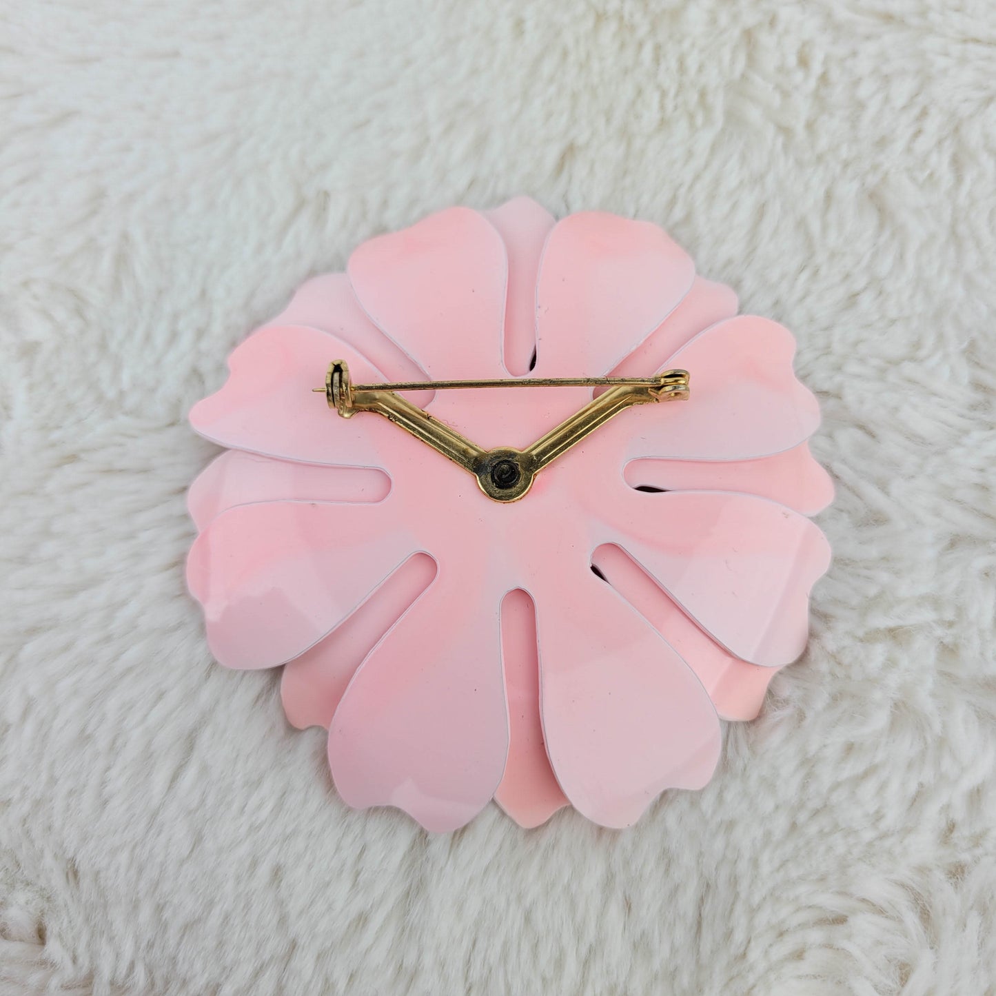 1950's Pale and Dark Pink Enamel Flower Pin