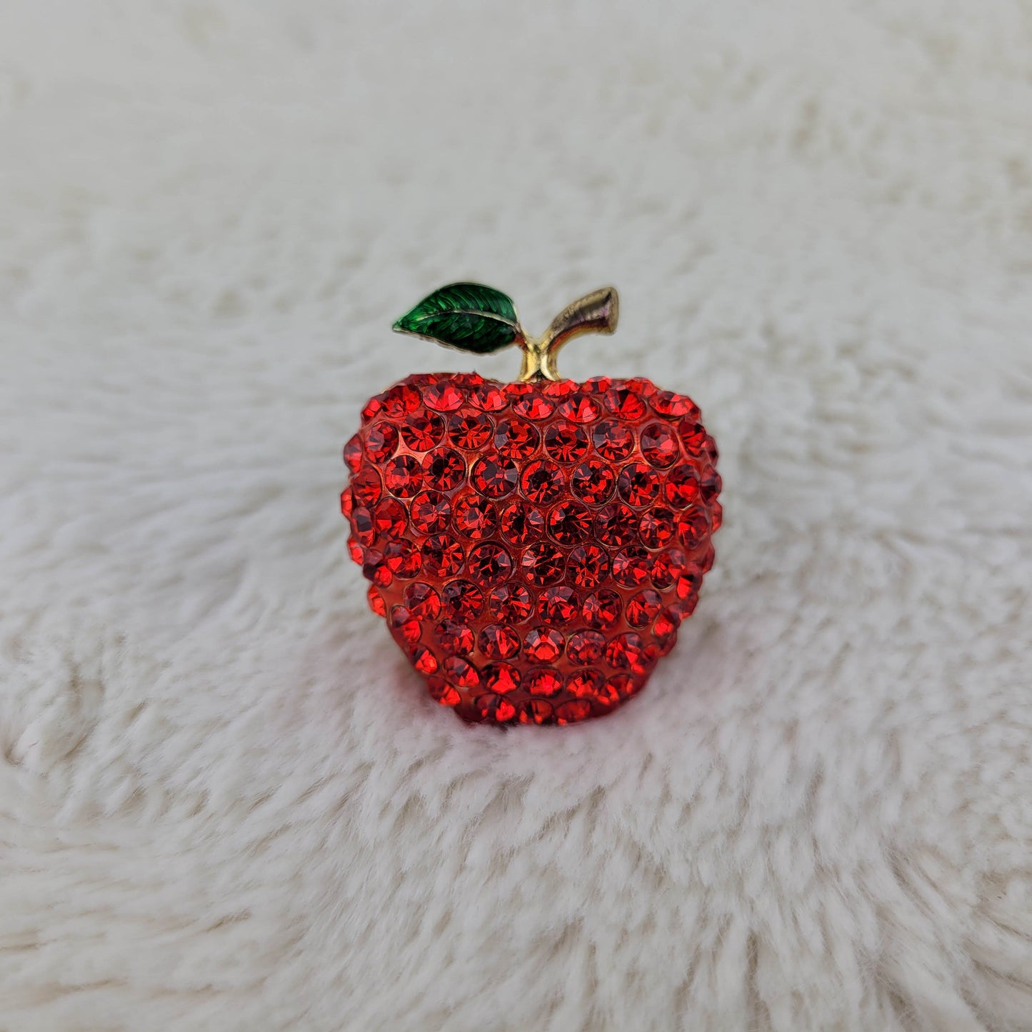 1950's Red Rhinestone and Enamel Apple Pin