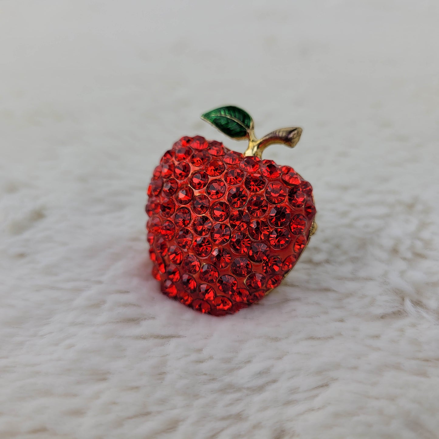 1950's Red Rhinestone and Enamel Apple Pin