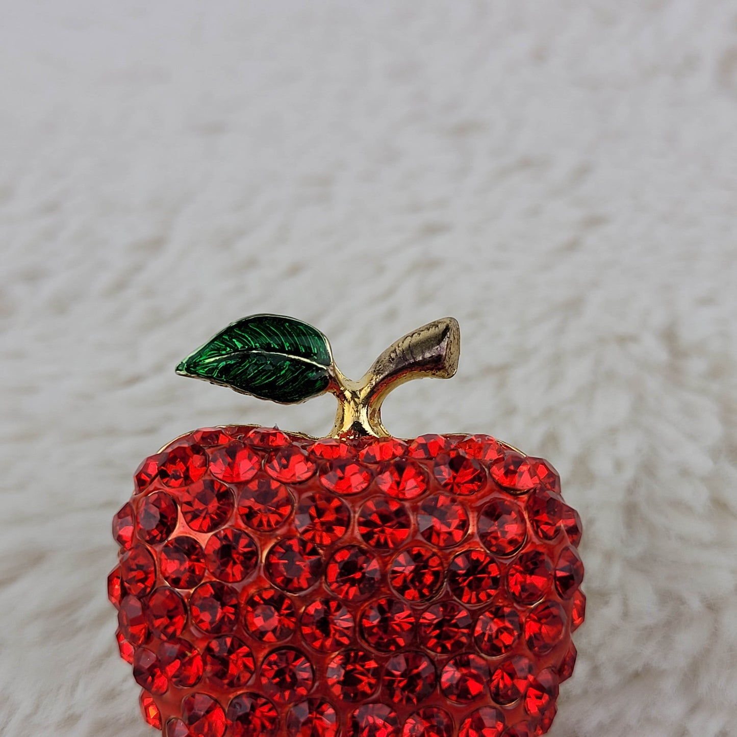 1950's Red Rhinestone and Enamel Apple Pin