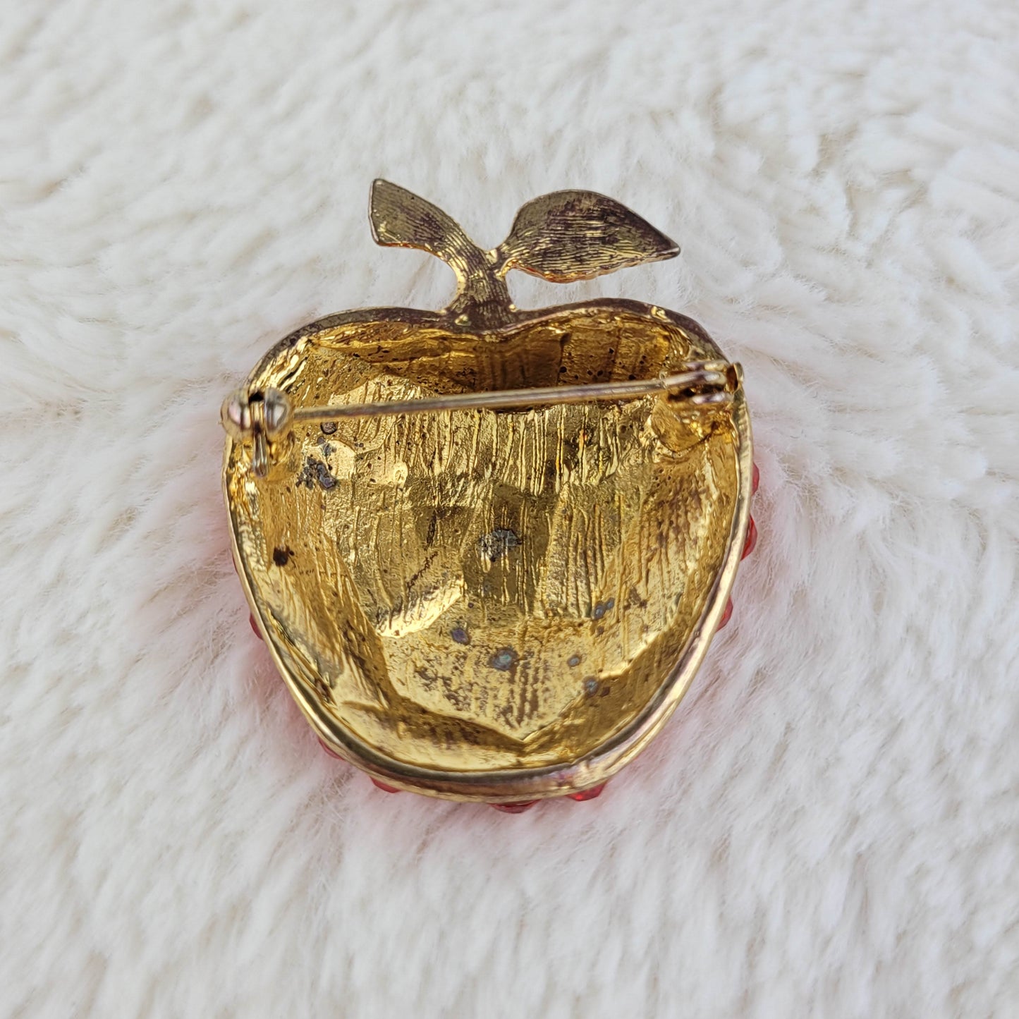 1950's Red Rhinestone and Enamel Apple Pin