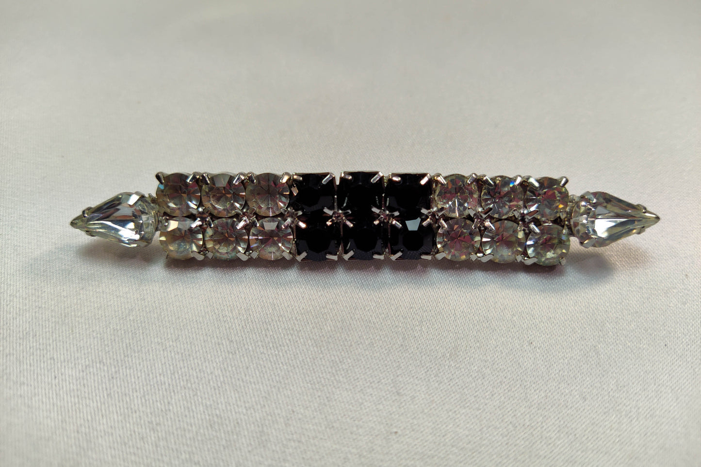 1940's Black and Clear Rhinestone Bar Pin