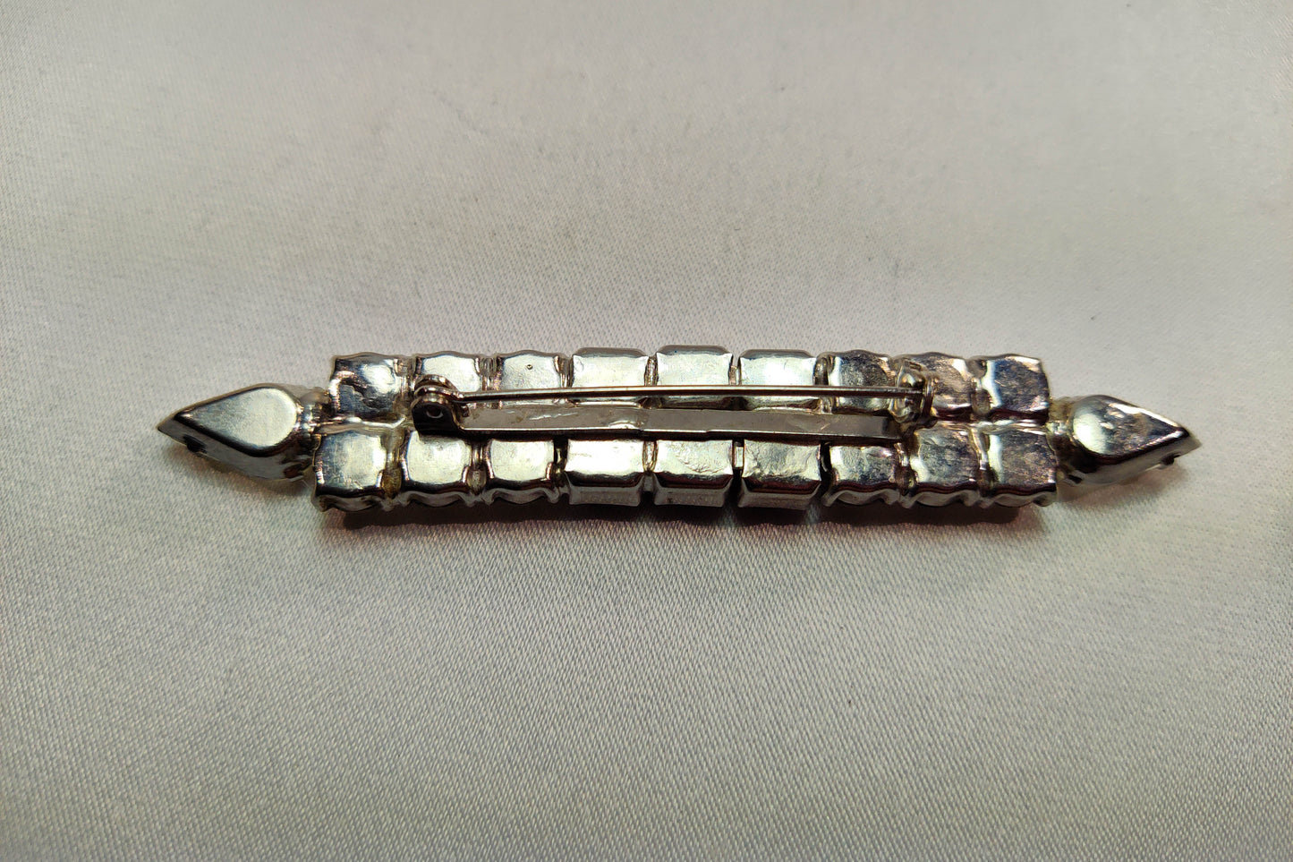 1940's Black and Clear Rhinestone Bar Pin