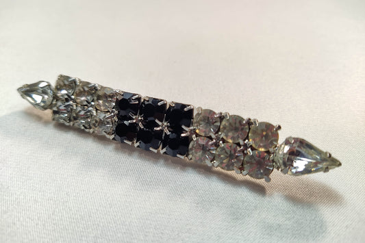 1940's Black and Clear Rhinestone Bar Pin