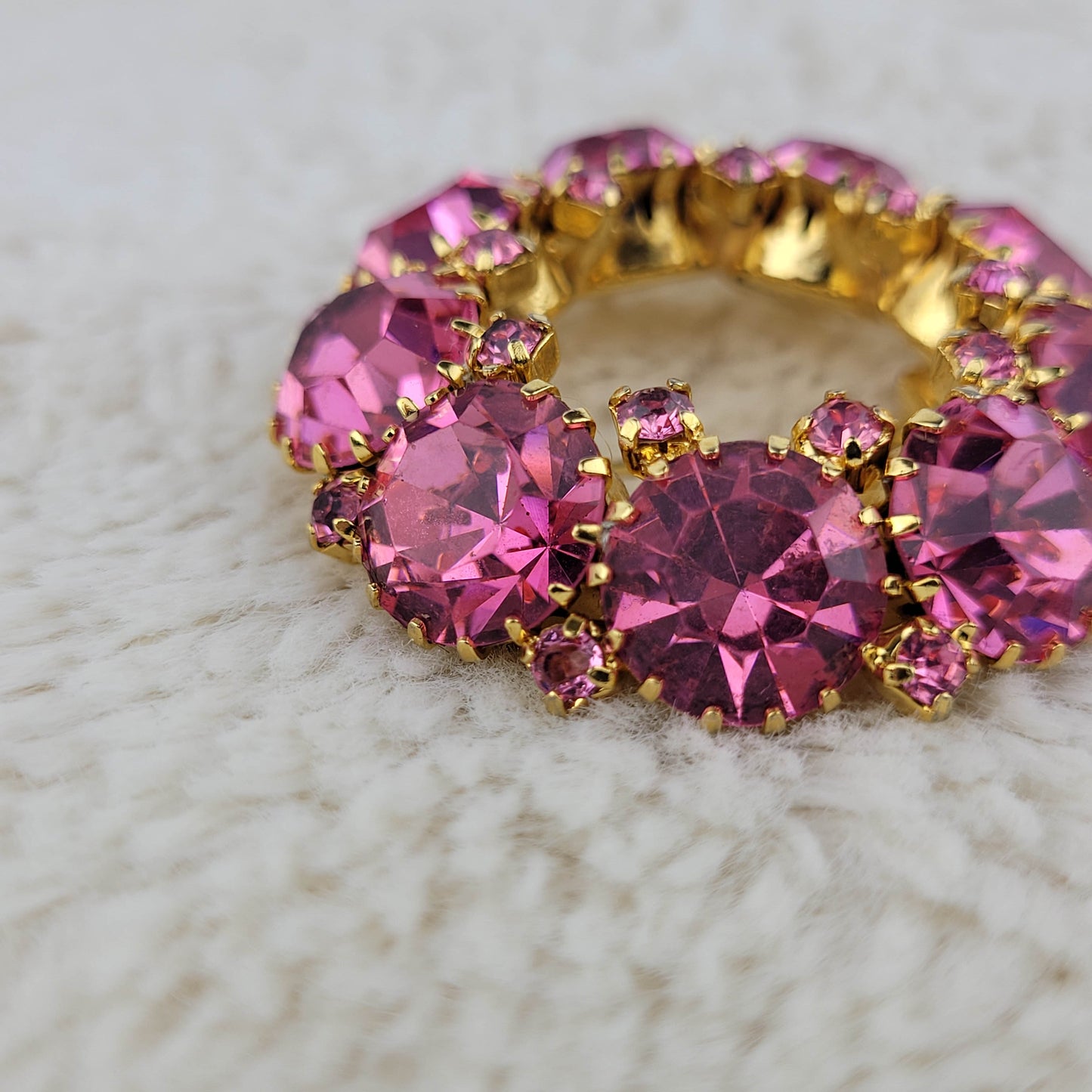 1950's Pink Rhinestone Circular Pin