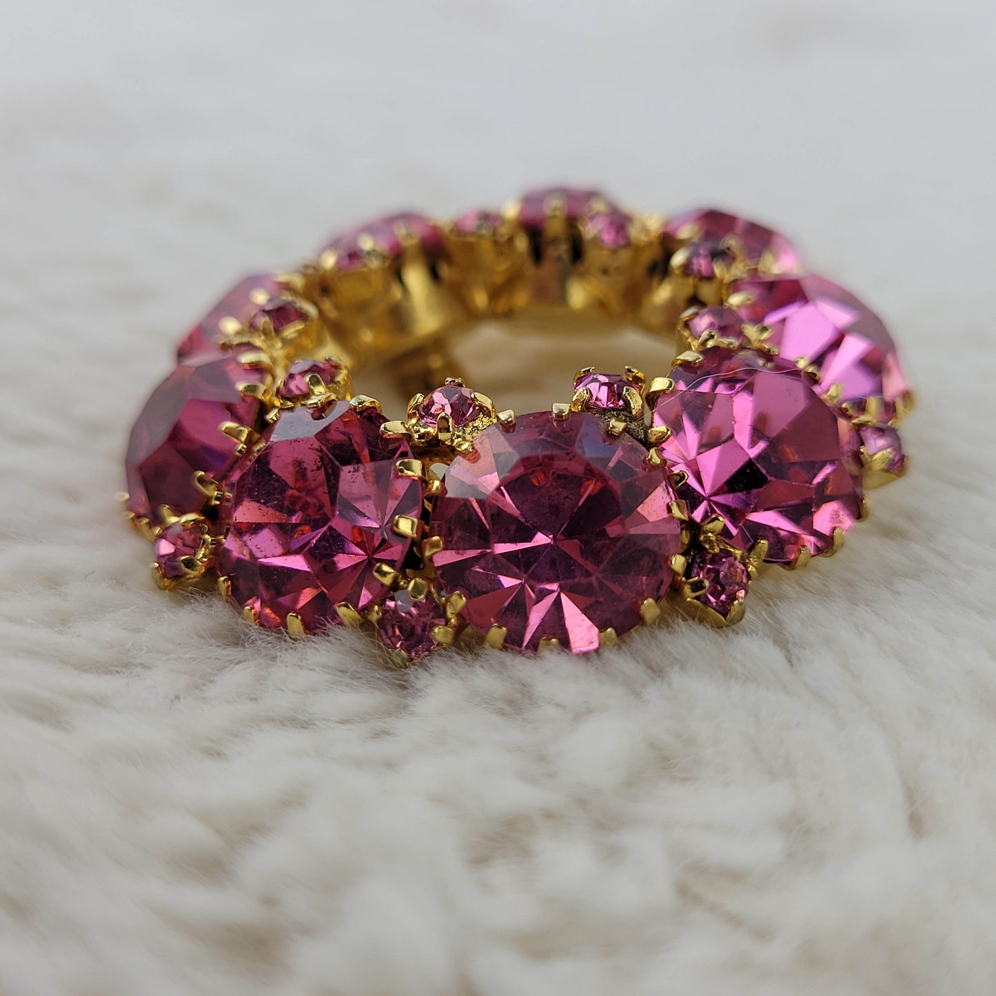 1950's Pink Rhinestone Circular Pin