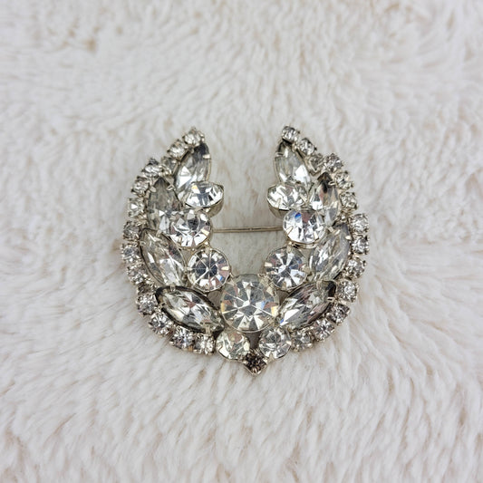 1950's Clear Rhinestone Horseshoe Shaped Pin