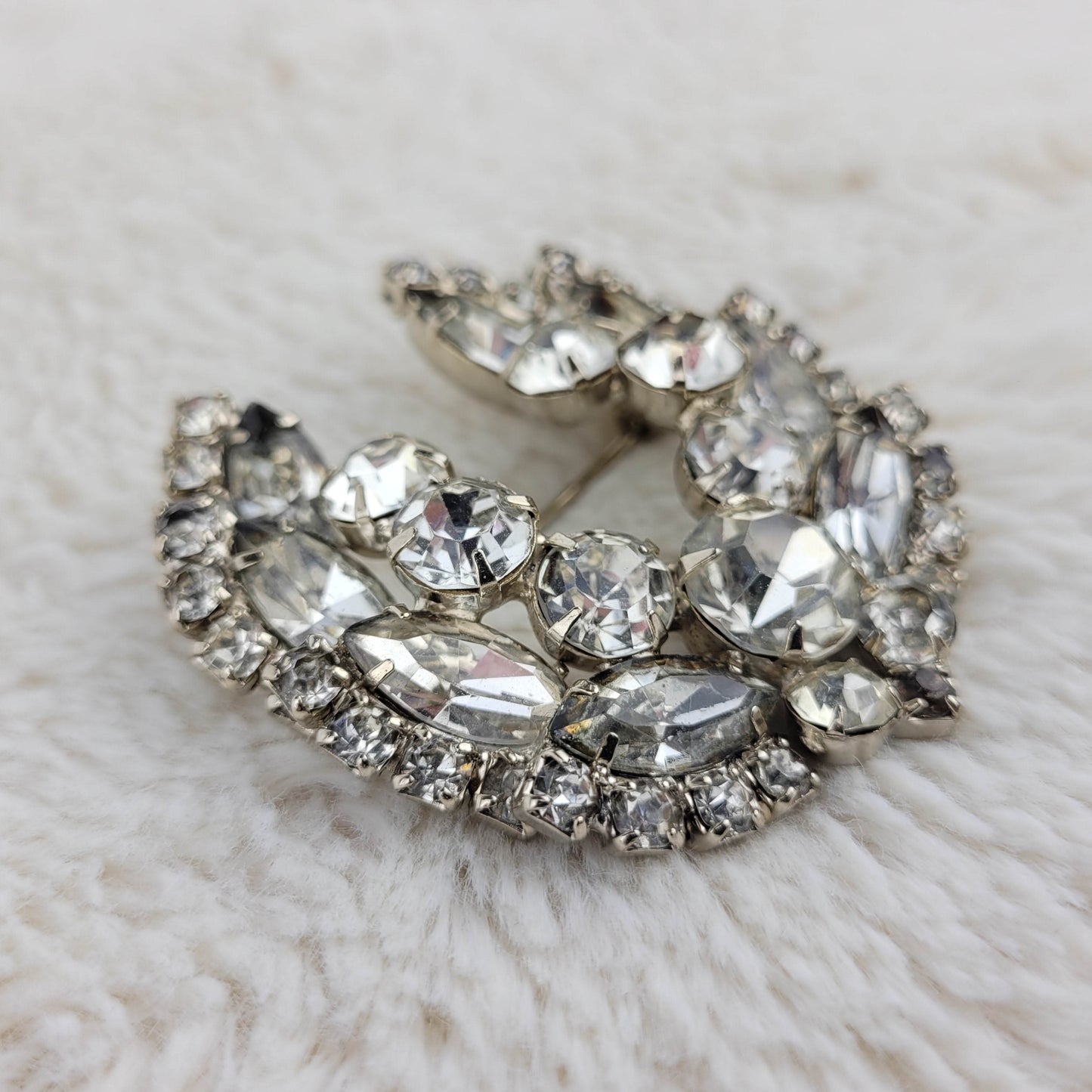 1950's Clear Rhinestone Horseshoe Shaped Pin