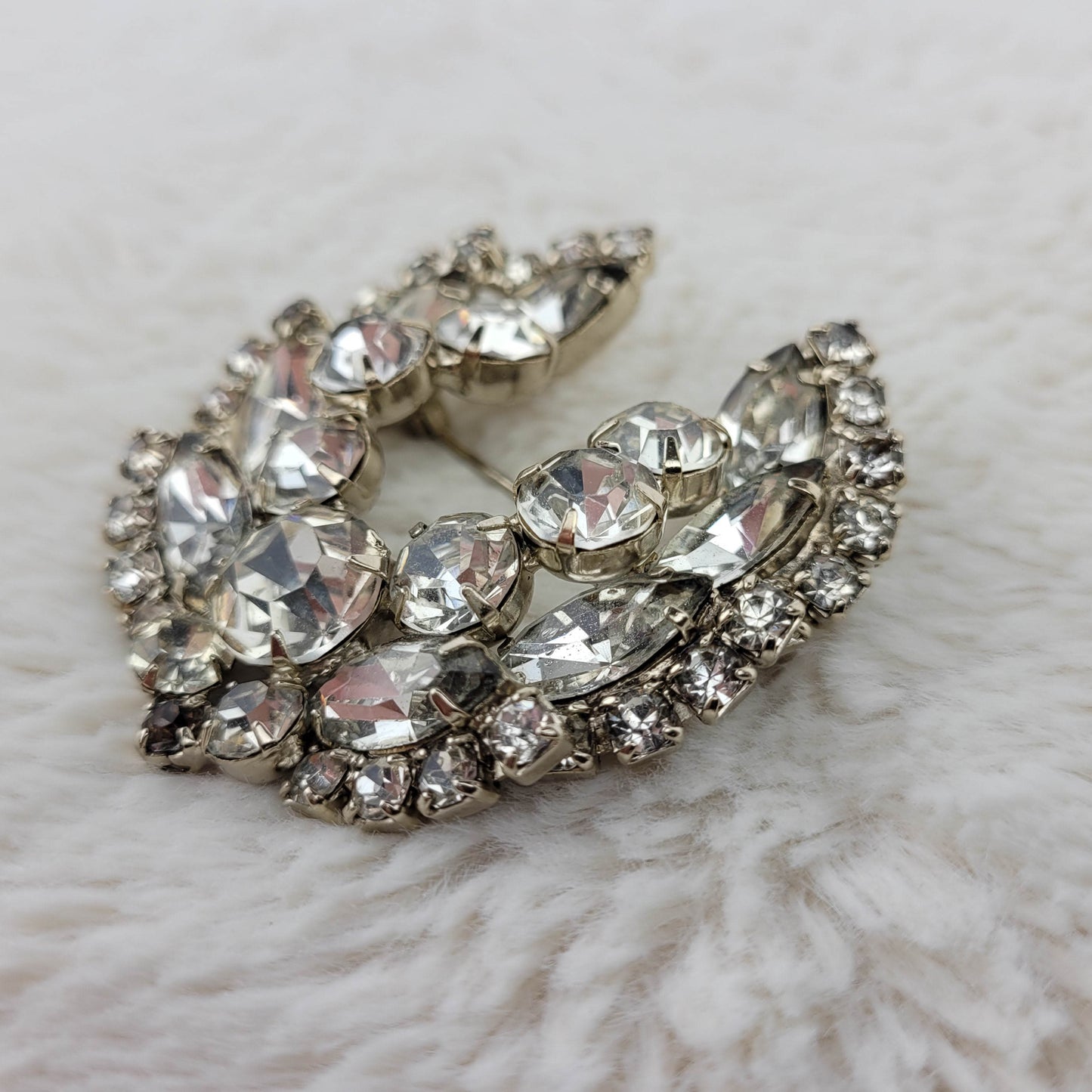 1950's Clear Rhinestone Horseshoe Shaped Pin